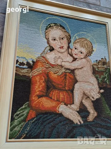 гоблен Богородица с Младенеца , снимка 4 - Гоблени - 50057738