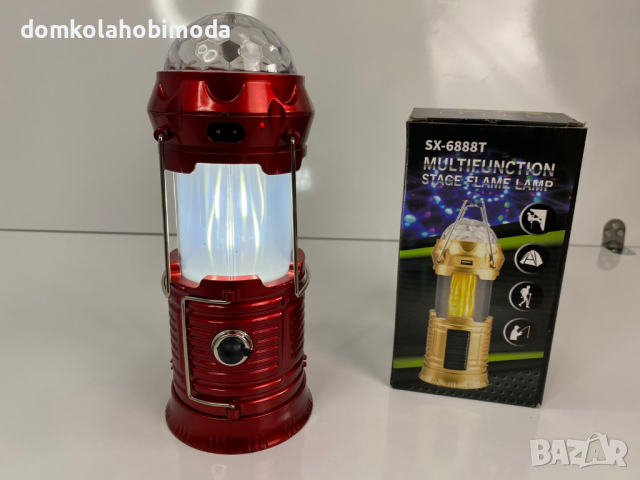 2в1 Диско лампа и Разгъваема аварийна лампа, Две дръжки за носене или закачване ,USB порт, снимка 4 - Друга електроника - 36513390