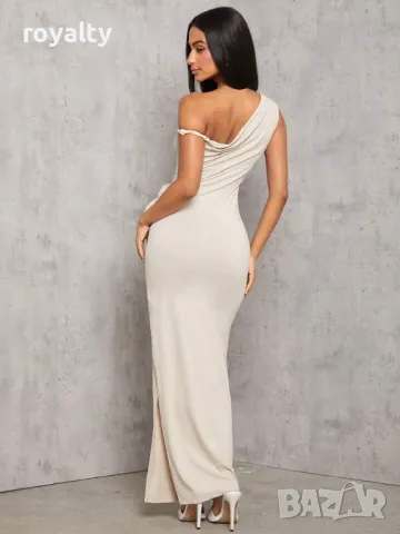 Дълга рокля в кайсиев цвят с рози 🍑, снимка 3 - Рокли - 49236280