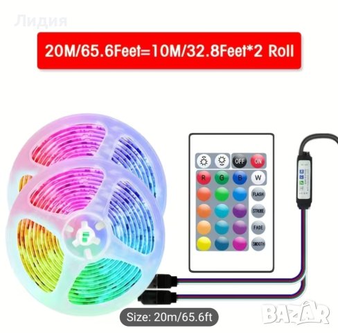 Музикална USB RGB LED Лента - 20 метра, снимка 3 - Лед осветление - 43014195