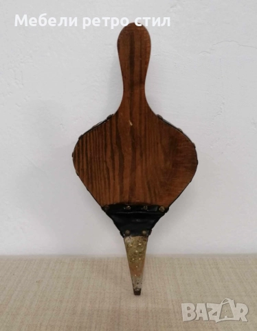 Дървено духало за камина с кожени и метални елементи, напълно функционално. Подходящо за използване., снимка 6 - Колекции - 52307148