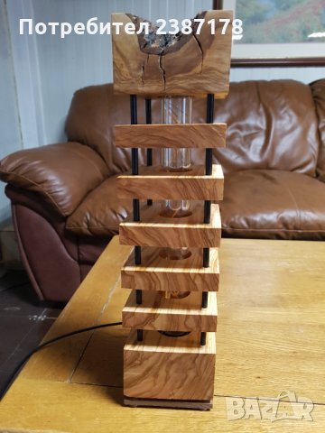 Декоративна лампа от масив (маслина), снимка 2 - Декорация за дома - 32467188