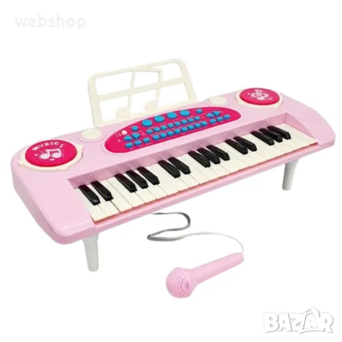 Интерактивно Детско Пиано с микрофон и 37 клавиша, 10 вградени песни + функция запис, снимка 1