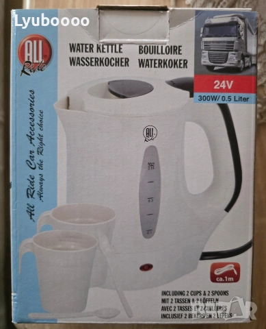 Електрическа термокана с кабел 2 броя чаши и 2 броя лъжици 24V / 300W/ 0.5л