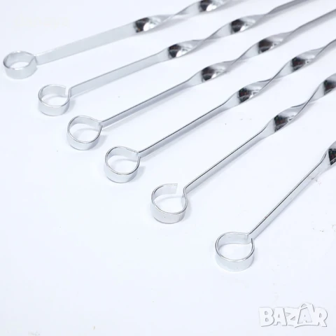 2616 Комплект плоски метални шишове за скара, 6 броя, 47см, снимка 4 - Аксесоари за кухня - 51101574