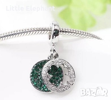 -50% off-Висящ елемент детелина със зелени камъчета/нов