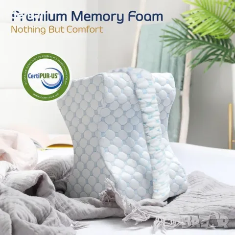 Ecosafeter Ергономична първокласна възглавница за крака от мемори пяна с калъф, снимка 2 - Възглавници - 49931518