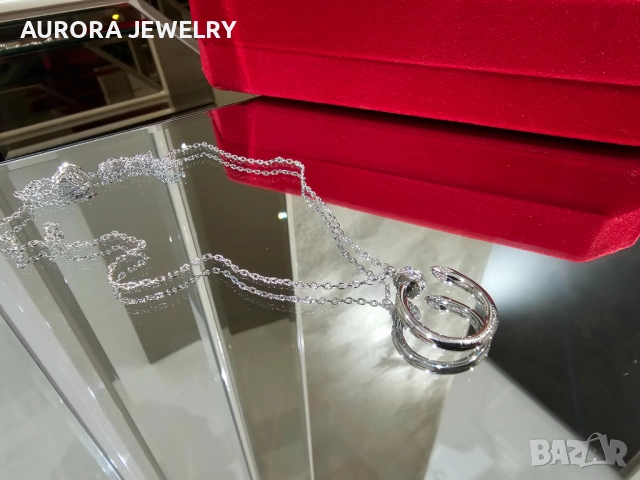 CARTIER Nail Juste un Clou Silver Diamonds Pendant Дамско Колие Пирон, снимка 2 - Колиета, медальони, синджири - 52818816