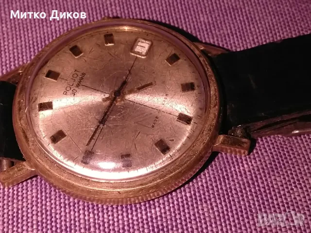 Полйот часовник от соца 30 камъка 20 микрона злато коронка за навиване няма, снимка 3 - Мъжки - 49680504