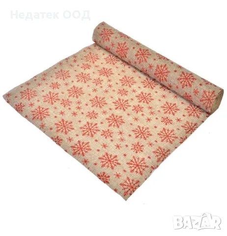 Коледен, декоративен плат, Лен, Бежов, 5mx48cm 