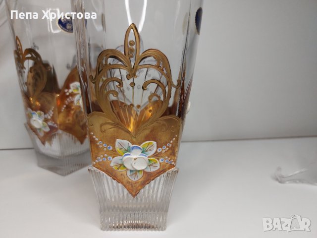 Комплект от оловен чешки кристал Бохемия , снимка 2 - Чаши - 43913428