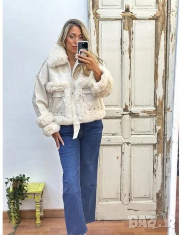 кожено яке с пух , снимка 3 - Якета - 50889608