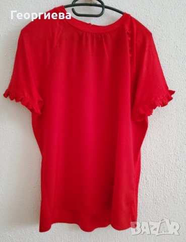 Червена блуза с копчeта, снимка 2 - Туники - 37967277