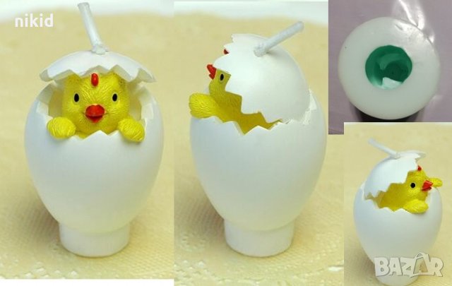 3D Пиленце в яйчна черупка цилиндър силиконов молд форма фондан шоколад свещ гипс украса, снимка 1 - Форми - 28197864
