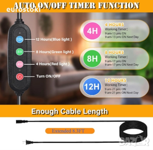 Настолна LED лампа за отглеждане на растения GroCruiser с 6 глави, фитолампа за растения с пълен спе, снимка 4 - Други - 51705042