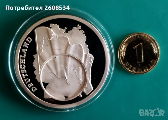 1 ПФЕНИГ 1991 ГОДИНА ПОСРЕРЕБРЕН ПЛАКЕТ /виж описанието/, снимка 3 - Нумизматика и бонистика - 53456177