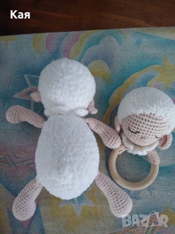 Нов- плетени бебешки играчки- комплект Агънце , снимка 2 - Дрънкалки и чесалки - 44046097