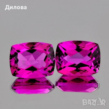 12x10 mm 2 бр Кушон  AAA блясък  ярко розов топаз