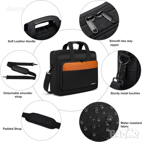 Чанта за лаптоп 15,6 инча, бизнес чанта за лаптоп, водоустойчива, снимка 3 - Чанти - 43426652