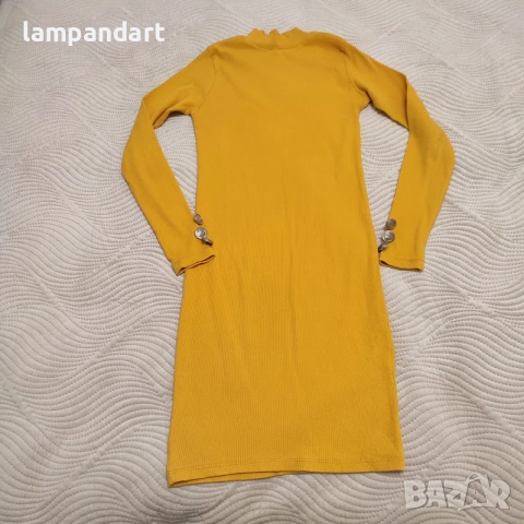 Жълта рокля по тялото, снимка 3 - Рокли - 52384329