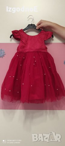 Червена празнична рокля, снимка 1 - Бебешки рокли - 43439827