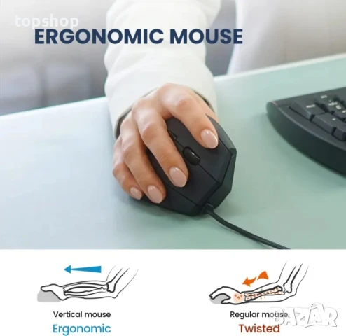 НОВА Ергономична Мишка Perixx PERIMICE-508 10844, Оптична, жична, USB, 6 бутона, 1600 DPI, Черна, снимка 5 - Клавиатури и мишки - 50494955