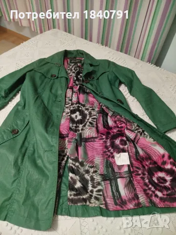 Зелен шлифер/манто - № 38, промазана материя, снимка 8 - Палта, манта - 48612212