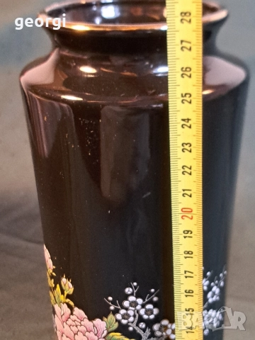 японска порцеланова ваза с флорални мотиви и позлата 27/2, снимка 8 - Вази - 51460821