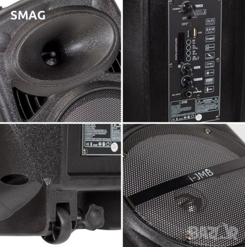 Преносима Bluetooth Тонколона високоговорител 20 W с колелца и функция за караоке черен, снимка 6 - Тонколони - 43425019