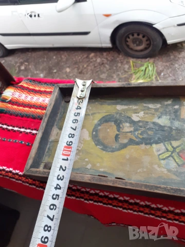 Стара домашна икона - ръчно рисувана върху дъска, снимка 7 - Антикварни и старинни предмети - 53279238