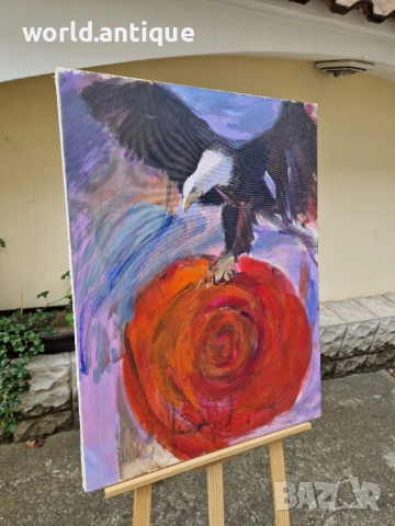 Чудесна антикварна картина масло върху платно , снимка 4 - Картини - 52139196