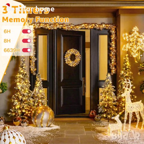 Ollny Коледни светлини Outdoor 800LED 82м, топла бяла лампа с дистанционно,8 режима, снимка 3 - Лед осветление - 43092832