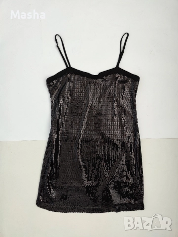 Черна коктейлна рокля с пайети L/XL