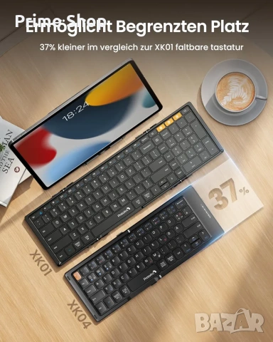 Сгъваема Bluetooth клавиатура ProtoArc XK04, 3 BT канала + стойка за телефон, снимка 7 - Клавиатури и мишки - 53541610