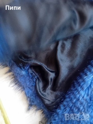 красиво синьо палто с косъм, снимка 5 - Палта, манта - 43800494