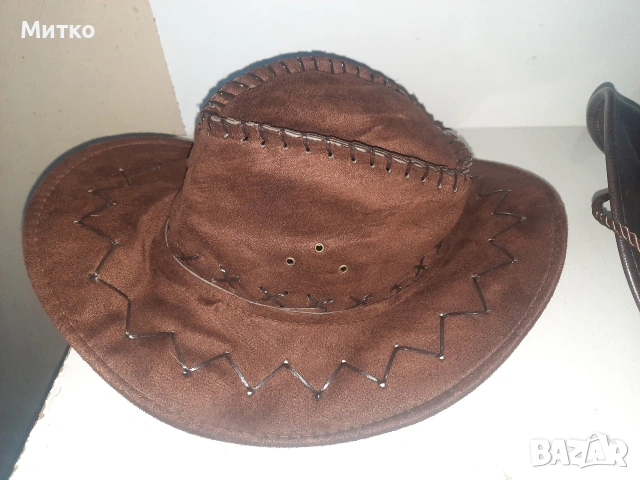 Кожена каубойска шапка, снимка 13 - Шапки - 53078112