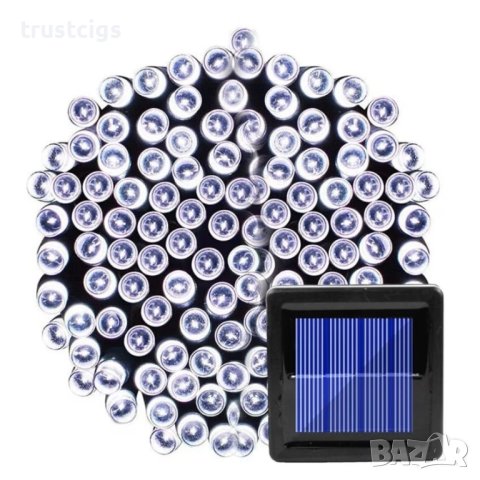 Соларни лед коледни лампички – Бяла светлина 12м, снимка 6 - Соларни лампи - 43107777