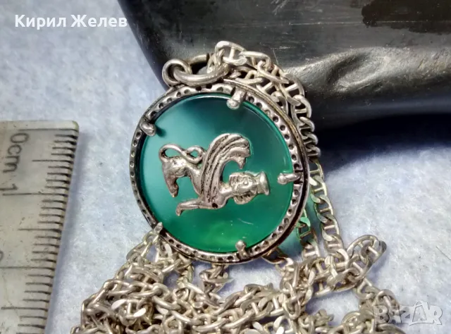 ИТАЛИАНСКИ ДАМСКИ МЕДАЛЬОН от СРЕБРО и СТЪКЛЕНА ПАСТА Paste Vitree Със СРЕБЪРНА 925 ВЕРИЖКА 43850, снимка 9 - Колиета, медальони, синджири - 49913234