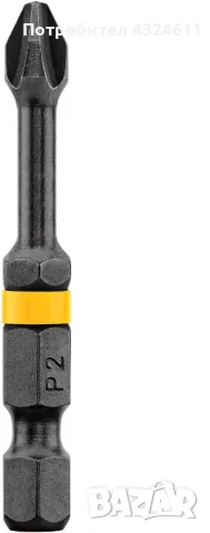 Магнитен накрайник за битове DeWalt DWA2PH2IRB, винтоверти и ударни машини, Phillips #2 IMPACT, 50бр