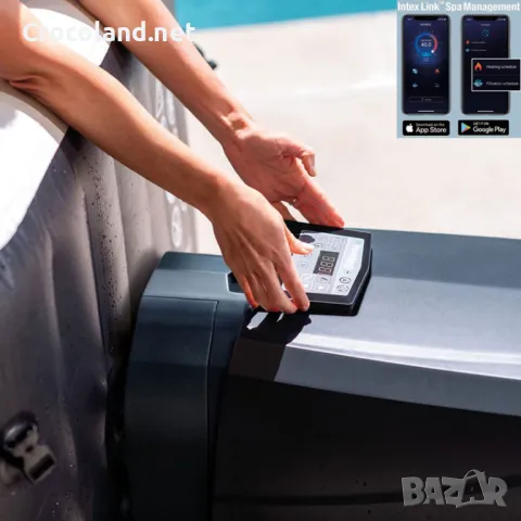 Надуваемо джакузи Intex PureSpa Bubble Deluxe, 4 места, 120 въздушни струи, тъмно сиво, снимка 6 - Басейни и аксесоари - 50084027