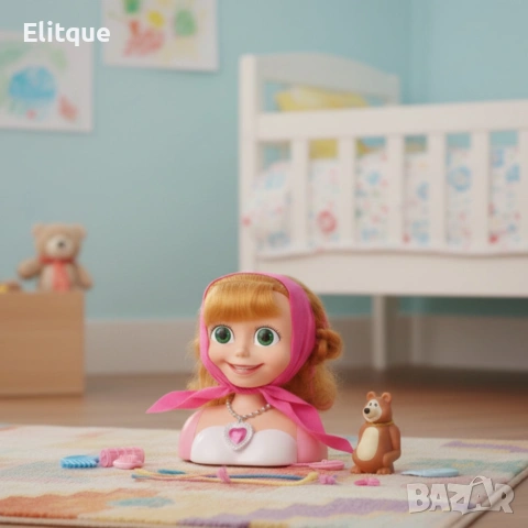 Кукла за прически „Маша и мечокът“ – Торс с дълга коса и аксесоари за оформяне, снимка 7 - Кукли - 53005360