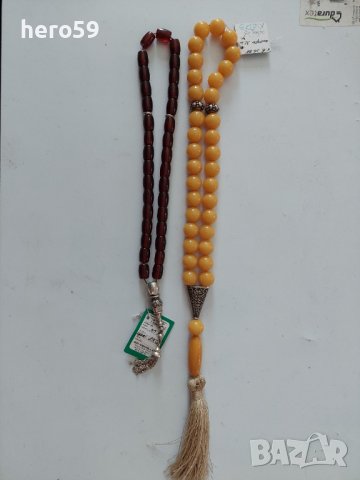 Два броя кехлибарени броеници и сребро/броеница кехлибар/, снимка 1