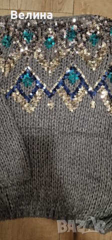 Дамски пуловер с паети, снимка 2 - Блузи с дълъг ръкав и пуловери - 43780224