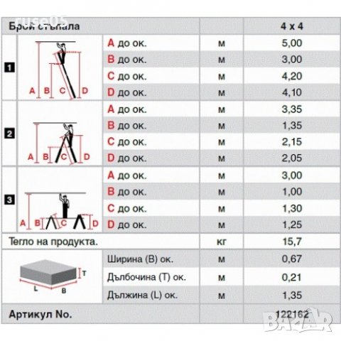 Стълба телескопична "Tele Vario 4x4 KRAUSE" нова, снимка 4 - Други - 37287489