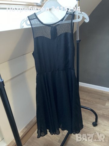 Черна рокля с тюл , снимка 2 - Рокли - 37089415