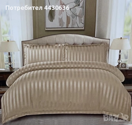 Луксозен спален комплект от сатенен памук – 4 части, снимка 5 - Спално бельо - 52921552