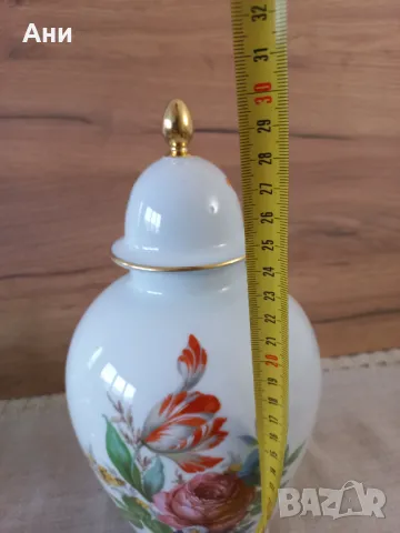 Немска порцеланова ваза с капак Lindner, снимка 5 - Вази - 49396274