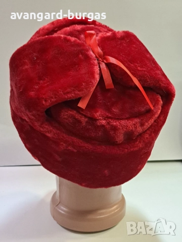 Мъжка шапка - еко кожа, червен цвят-216, снимка 3 - Шапки - 52205993
