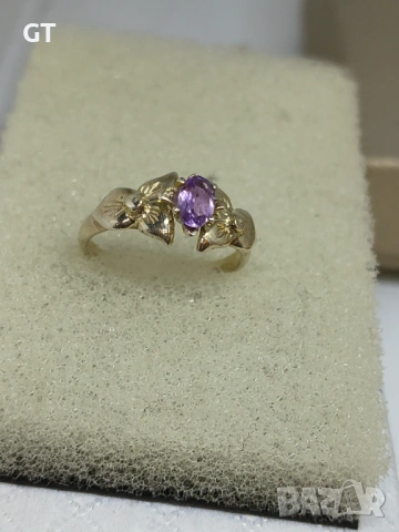 Сребърен 925 пръстен с естествен аметист