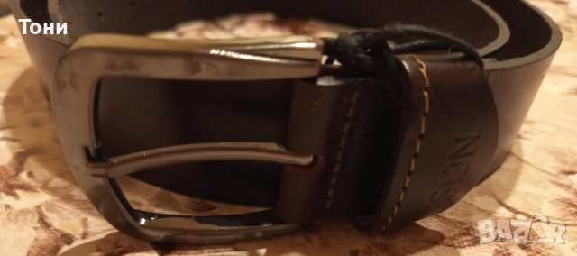 SONDAG & SONS Оригинал Нов Мъжки Колан Изцяло от Естествена Кожа с Етикет 120см., снимка 2 - Колани - 52684517